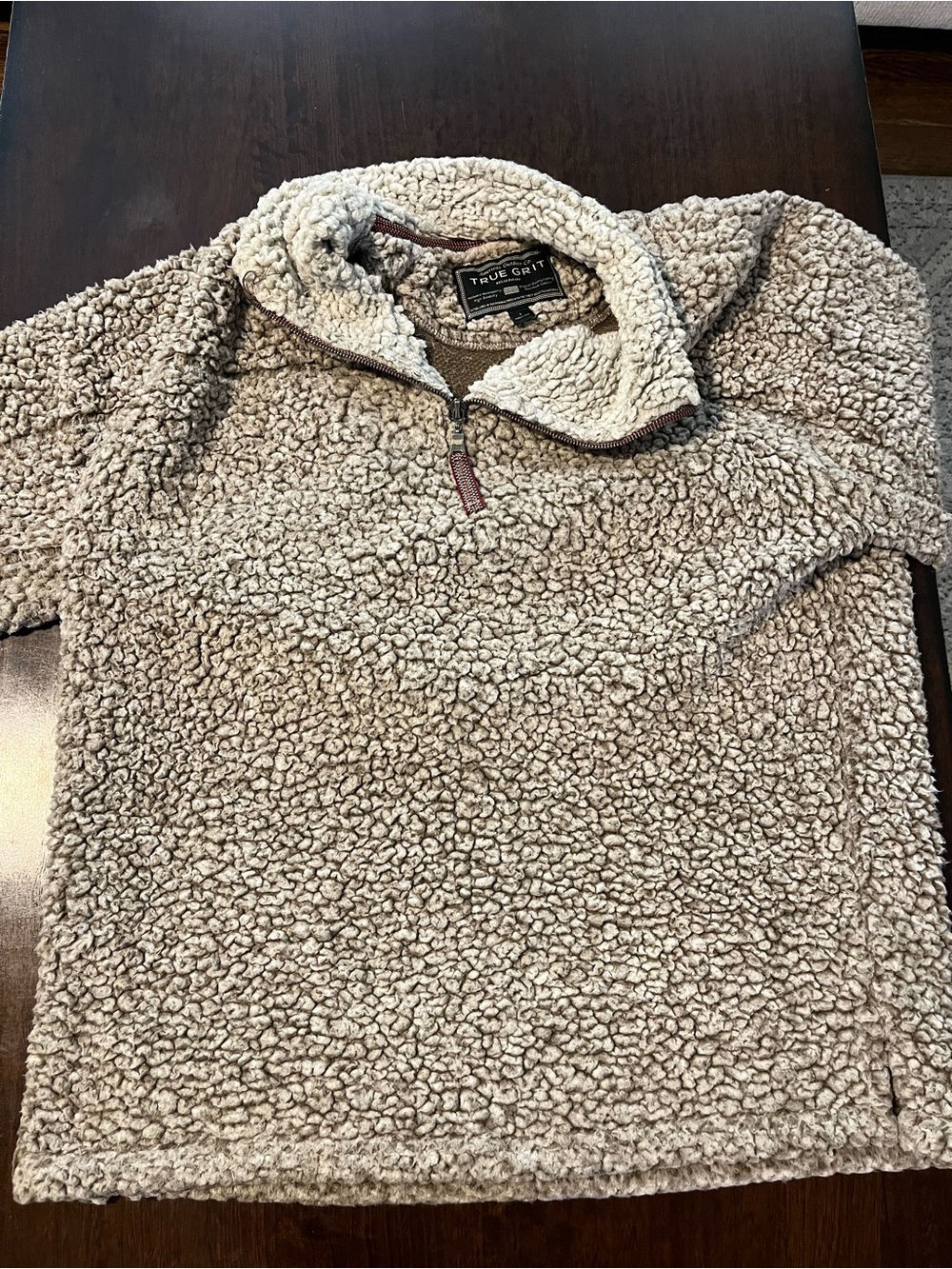 True Grit American Outdoor Company Quarter Zip Light Brown Sherpa Pullover